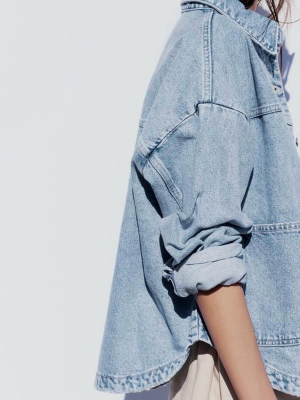 H&M Light Wash Denim Shacket - Casual Oversized Women's Jacket